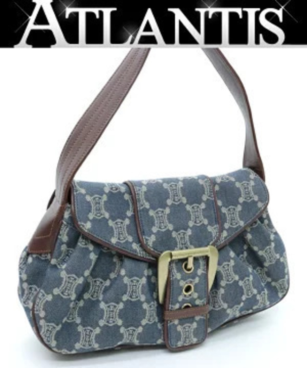 Celine Triomphe Denim Hobo Bag x Leather